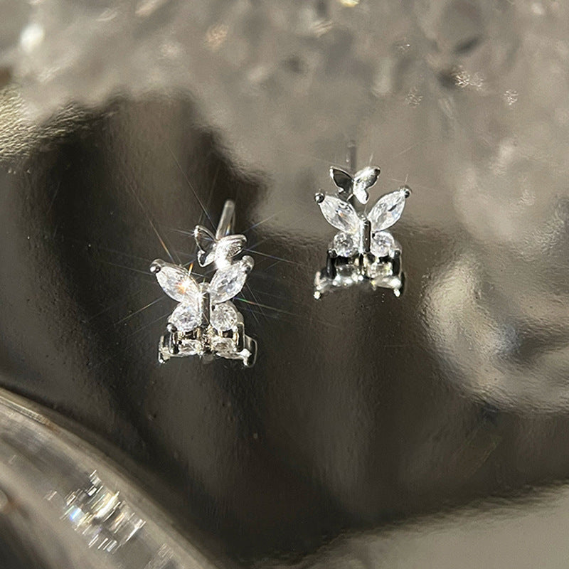 Diamond Light Luxury Butterfly Female Design High-grade Stud Earrings
