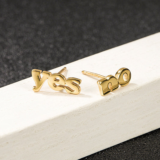 Women's Letter Sterling Sier Mini Small English Earrings