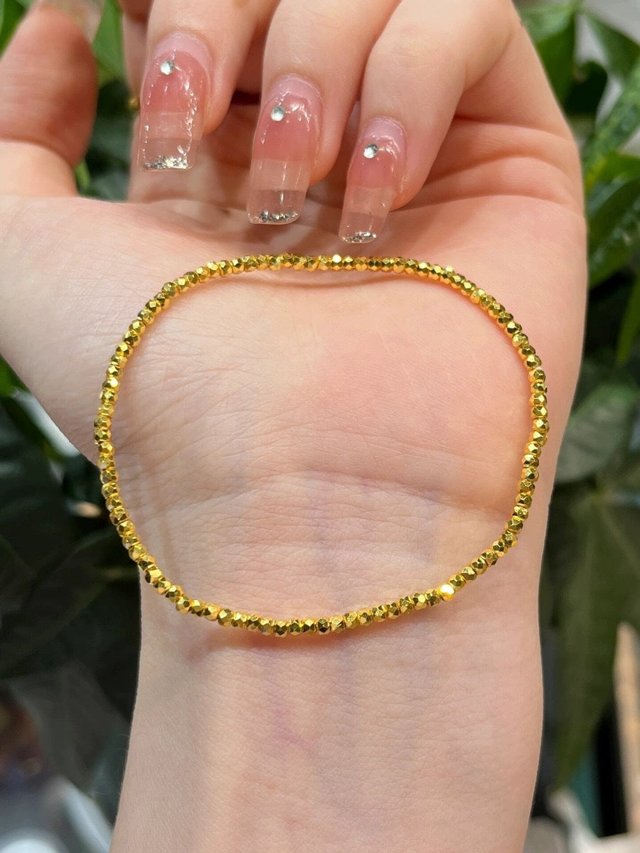 Gold Star River Round Beads Disco Jumping Elastic String Female Bracelet