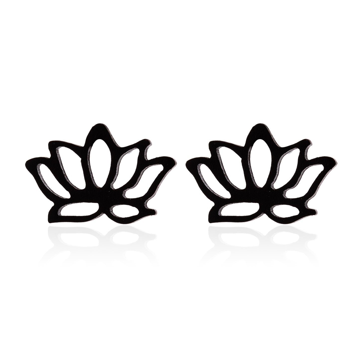 Lotus Ear Bone Hollow Origami Stainless Stud Earrings
