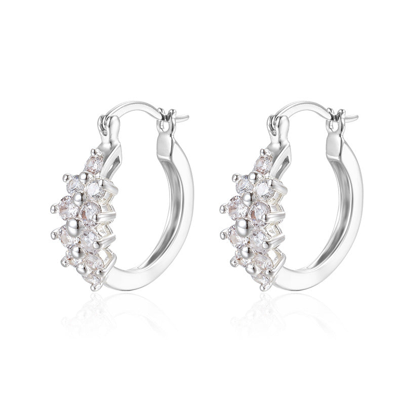 Luxury Purple Zircon Gold Plated Fashion Commuter High Sense Earrings