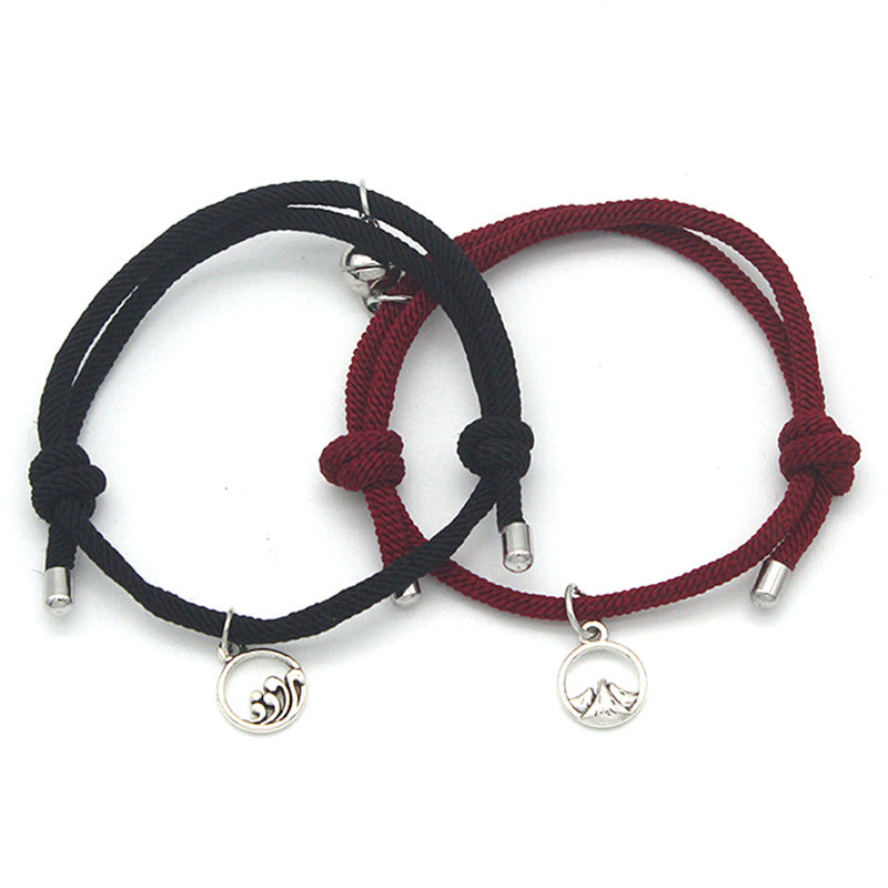 Alloy Sun Moon Oath Couple Magnet Bracelet