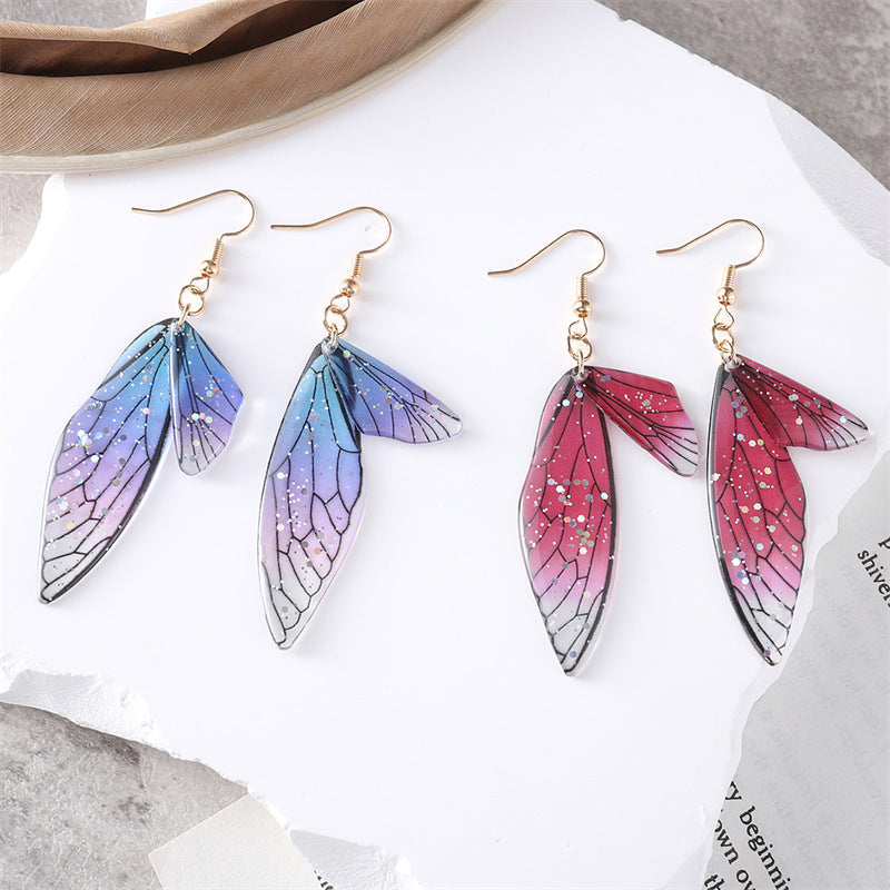 Fashion Special Artificial Butterfly Wings Creative Pattern Earrings