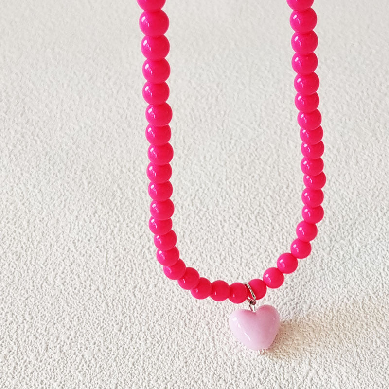 Women's Red Heart Beaded For Niche Design Necklaces