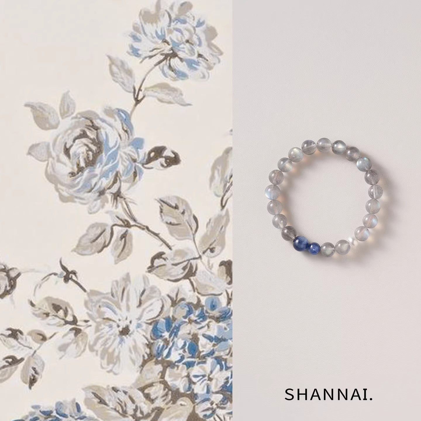 Women's Gray Moonstone Blue Crystal Simple Advanced Mood Stable Bracelets