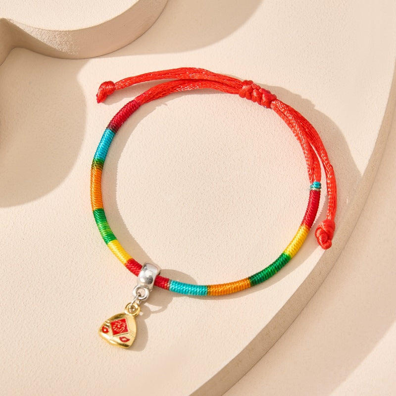 Children's Boat Festival Colorful Rope Hand-woven Alloy Bracelet
