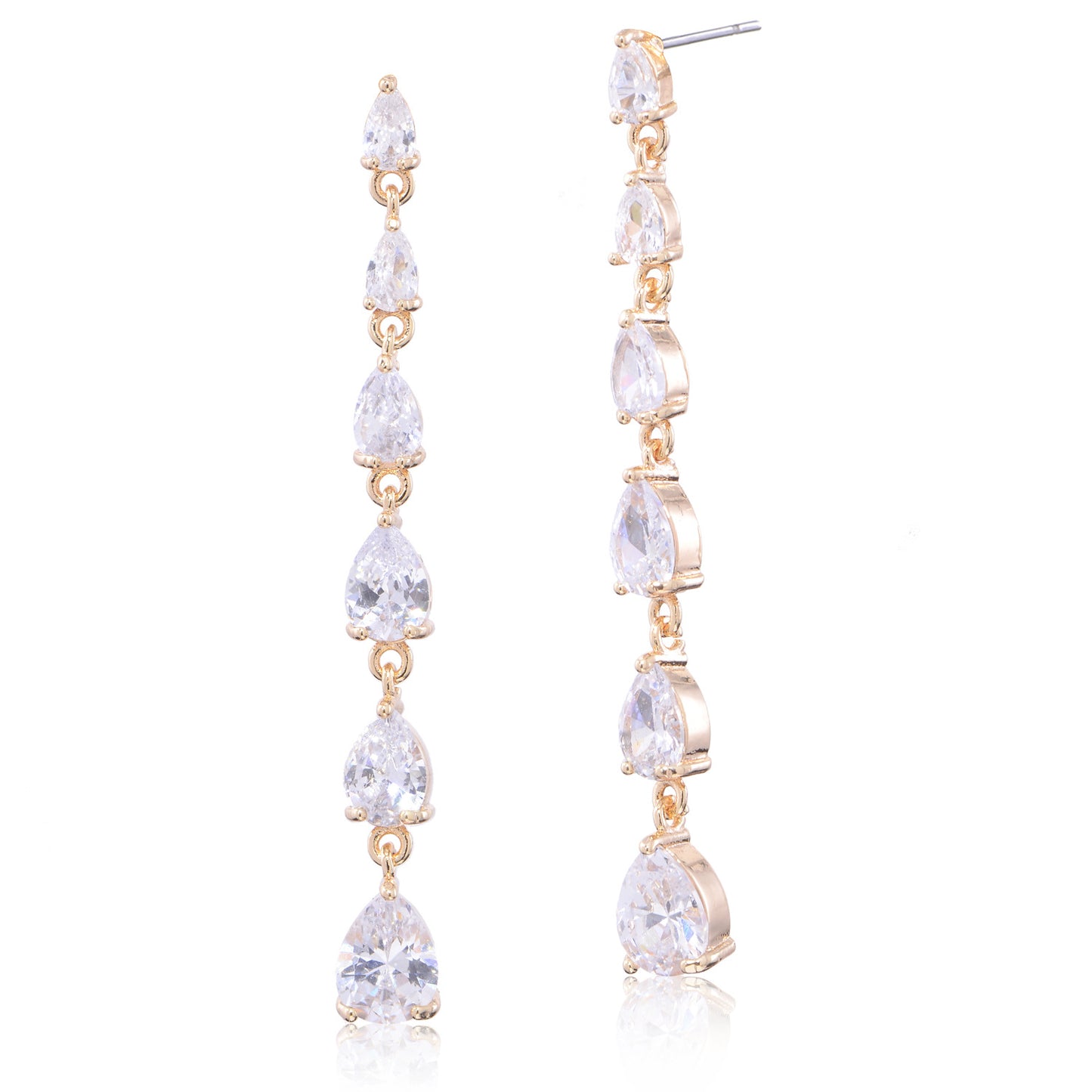 Zircon Water Drop Electroplated Sier Needle Simple Earrings