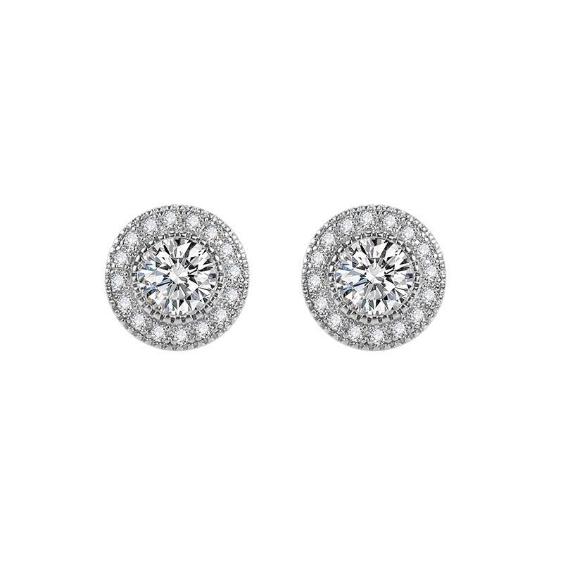 Super Flash Round Zircon Full-jeweled High-grade Earrings