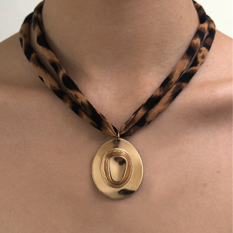 Women's Sexy Leopard Print Cotton Flower Heart Shape Clavicle Necklaces
