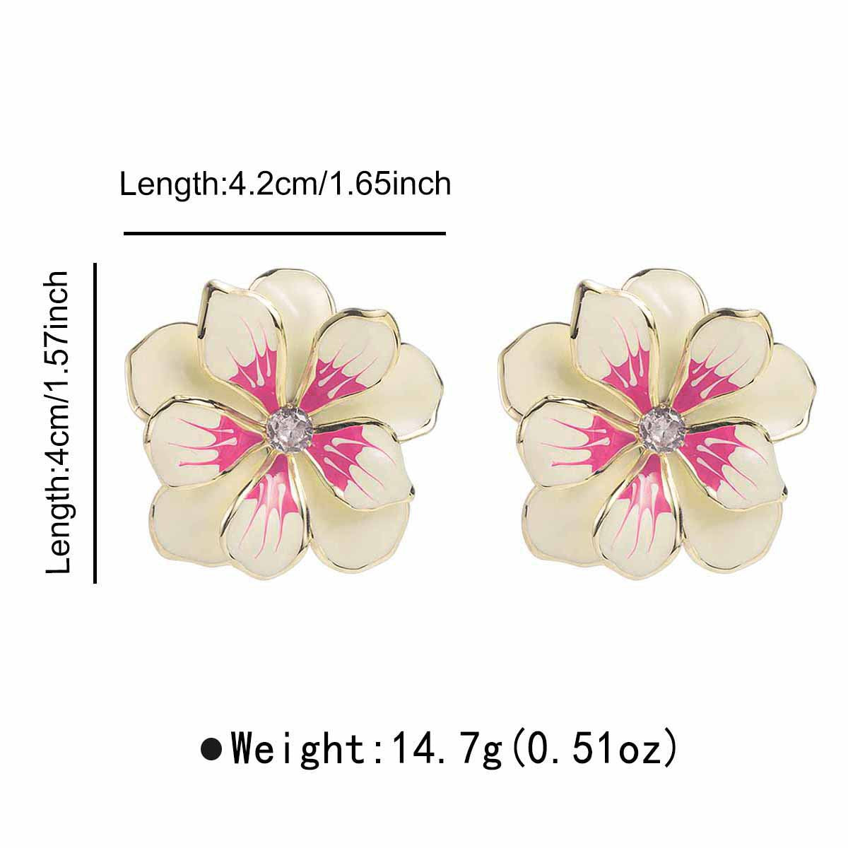 Women's Vacation Style Enamel Color Flower Pearl Light Luxury High-grade Earrings