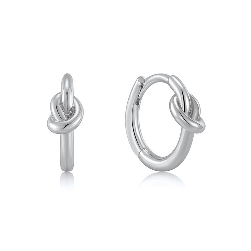 Sier Needle Light Luxury Geometric Inlaid Zircon Ear Simple Fashion Earrings