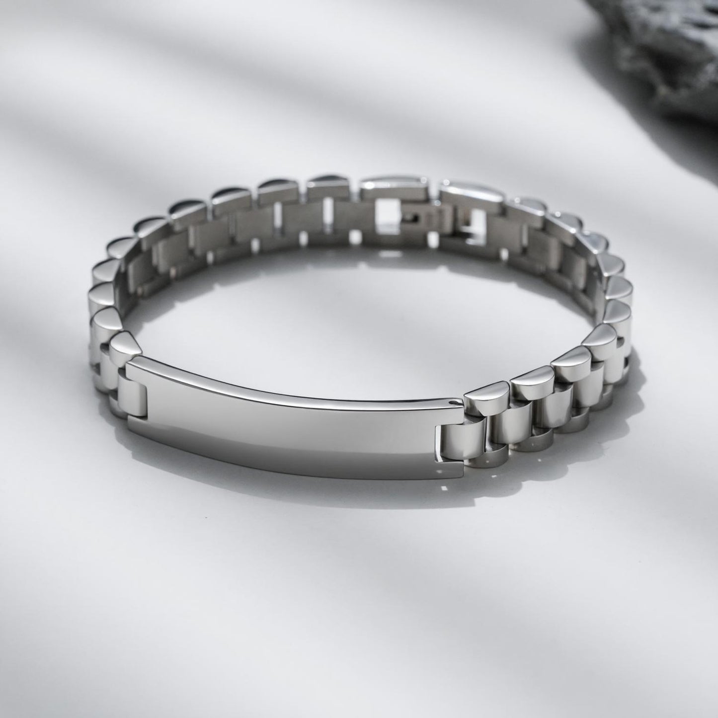 Three Beads Watch Band Chain Simple Trendy Stainless Can Carve Bracelet