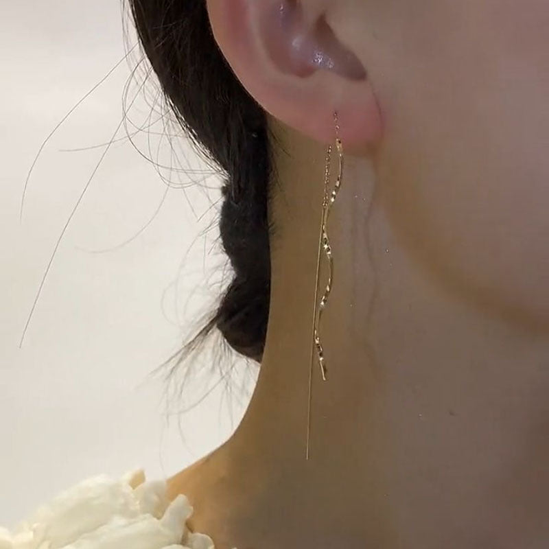 Women's Long Water Drop Tassel Fashionable Simple Snowflake Rings