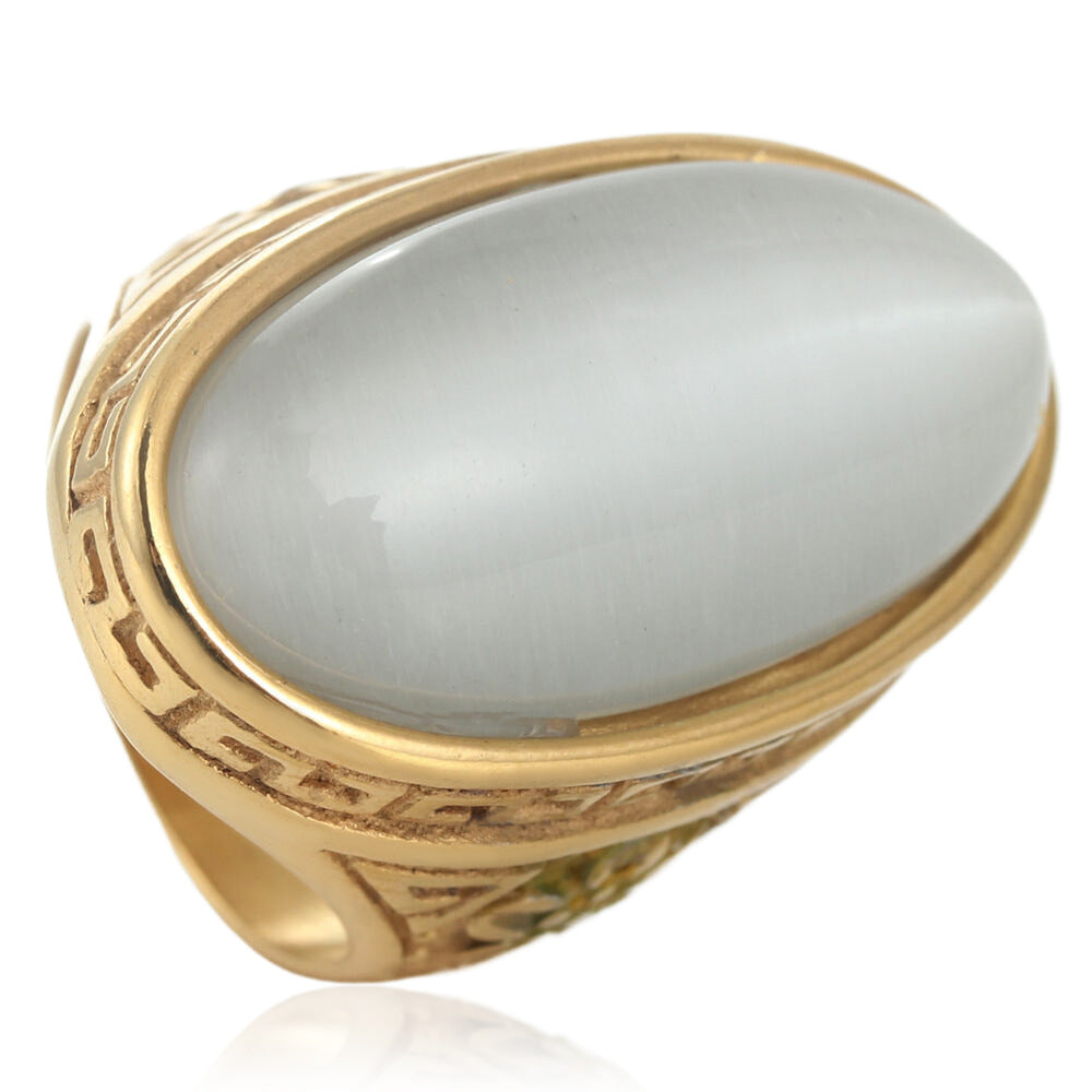 Men's Titanium Steel Oval Stone Retro Trendy Personality Punk Rings