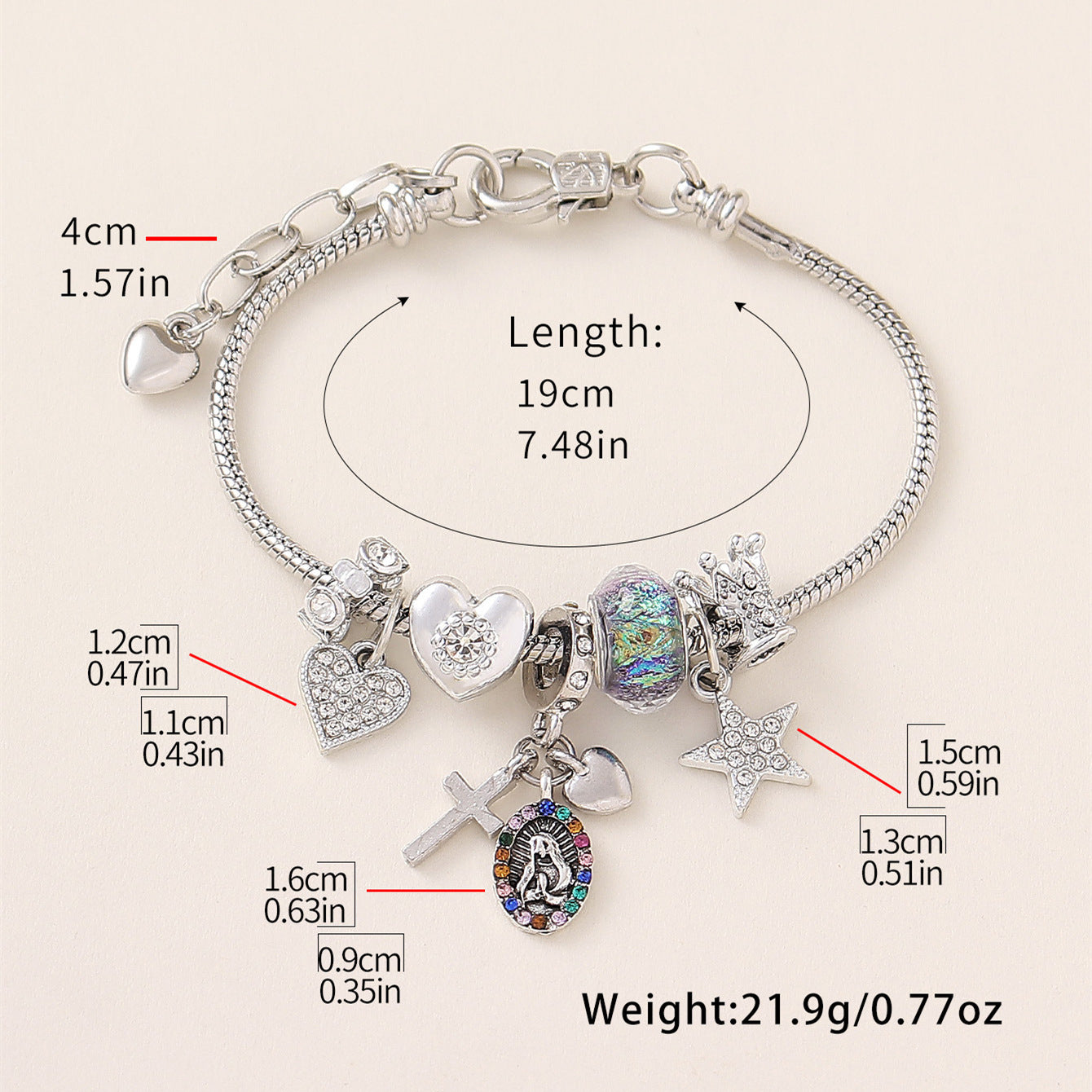 Unique Cross Maria Magic Beads Bead Bracelet