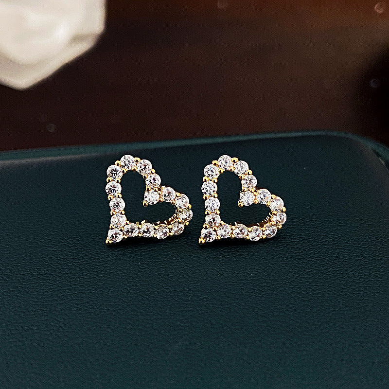 Women's Style Micro Inlaid Zircon Love Heart Earrings