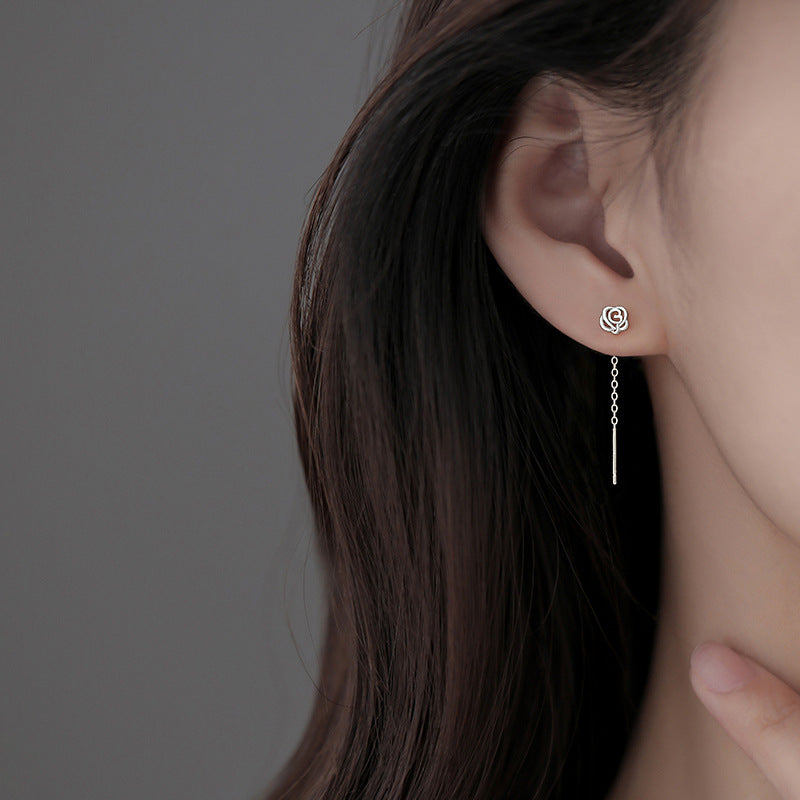 Rose Trendy Early Spring Face Slimming Long Female Hollow Ear Line