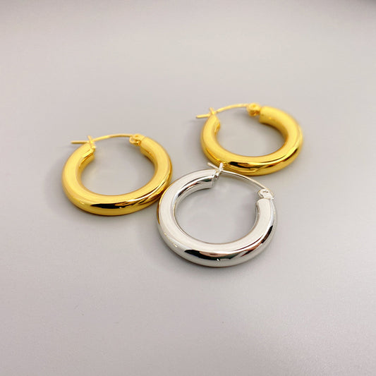 Shaped Fashion Metallic Brass Vacuum Plating Real Gold Earrings