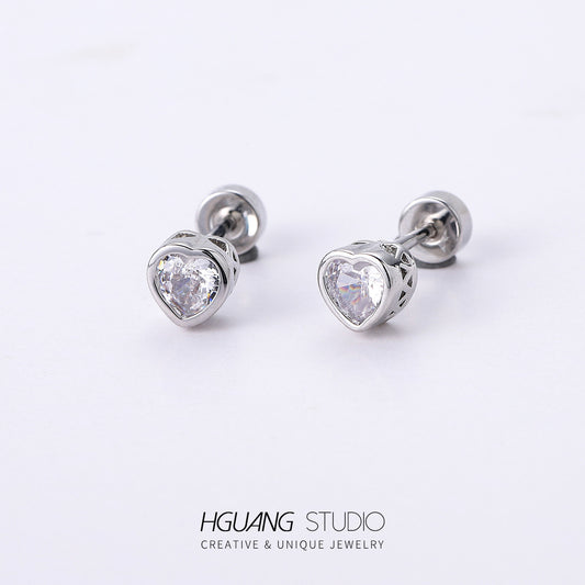 Pink Blue Loving Heart Combination Edging Earrings