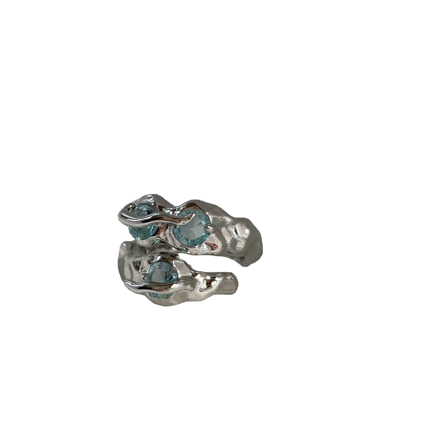 Liquid Butterfly Lava Opening Sweet Cool Hip Hop Opal Blue Ring