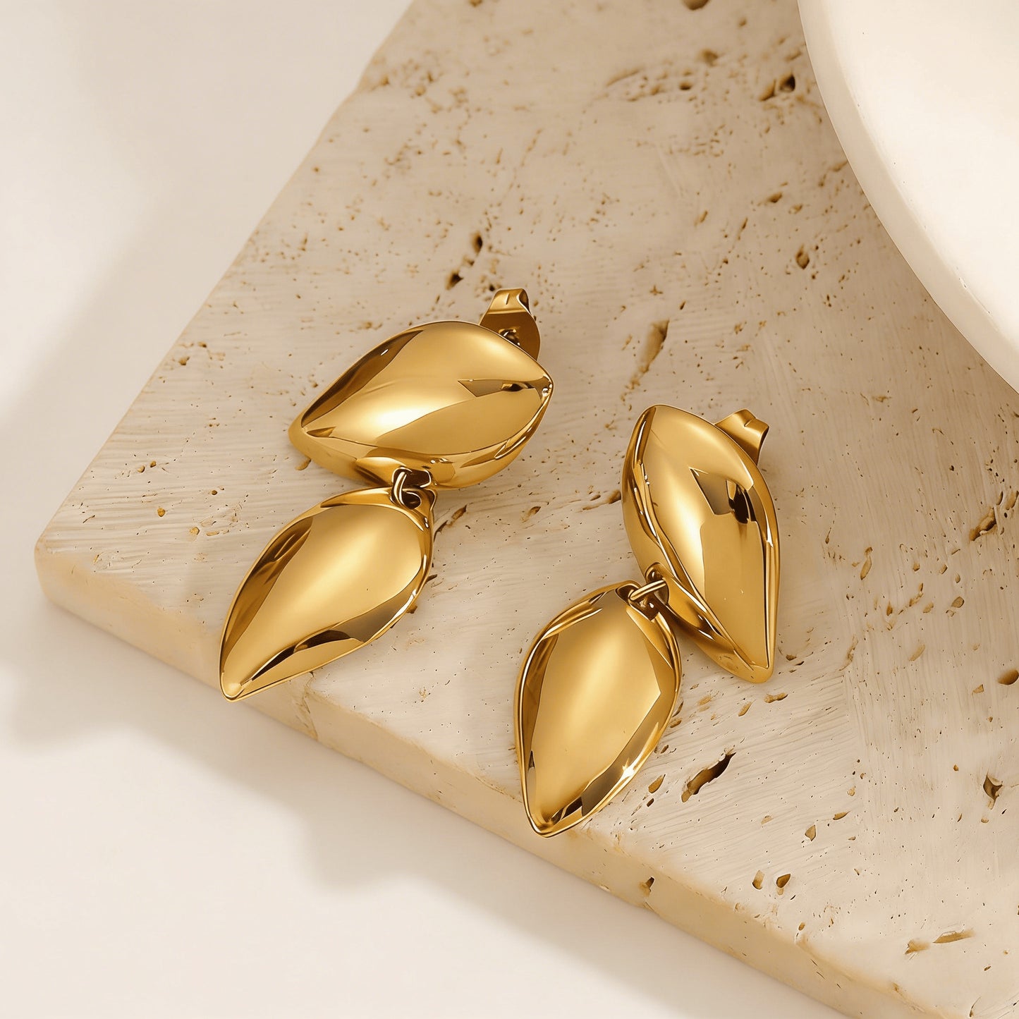 Personality Stainless Steel Asymmetric Retro Exaggerated Irregular Double Leaf Special Rings