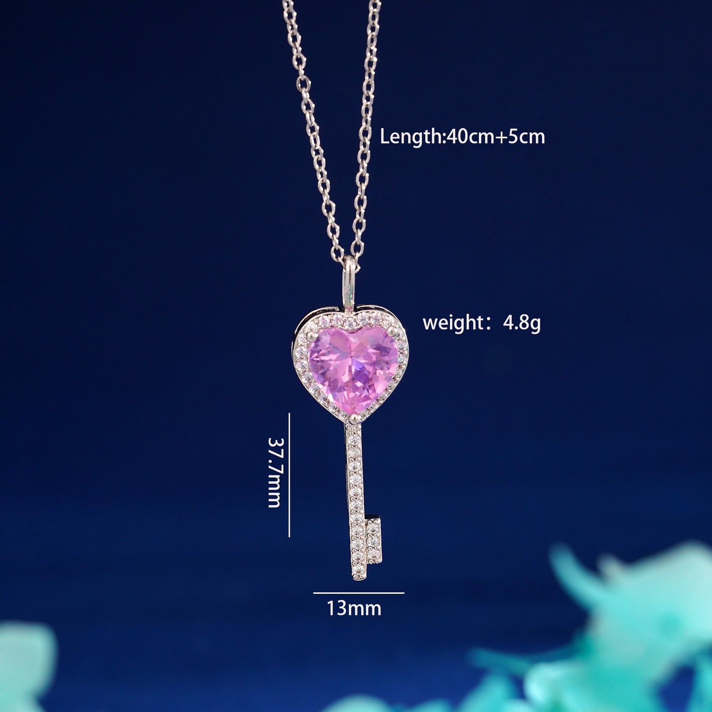 Women's Sweet Loving Heart Zircon Key Special Interest Necklaces