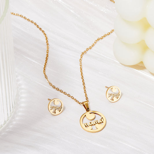 Mother's Day Hollow Heart-shaped Butterfly Combination Necklaces