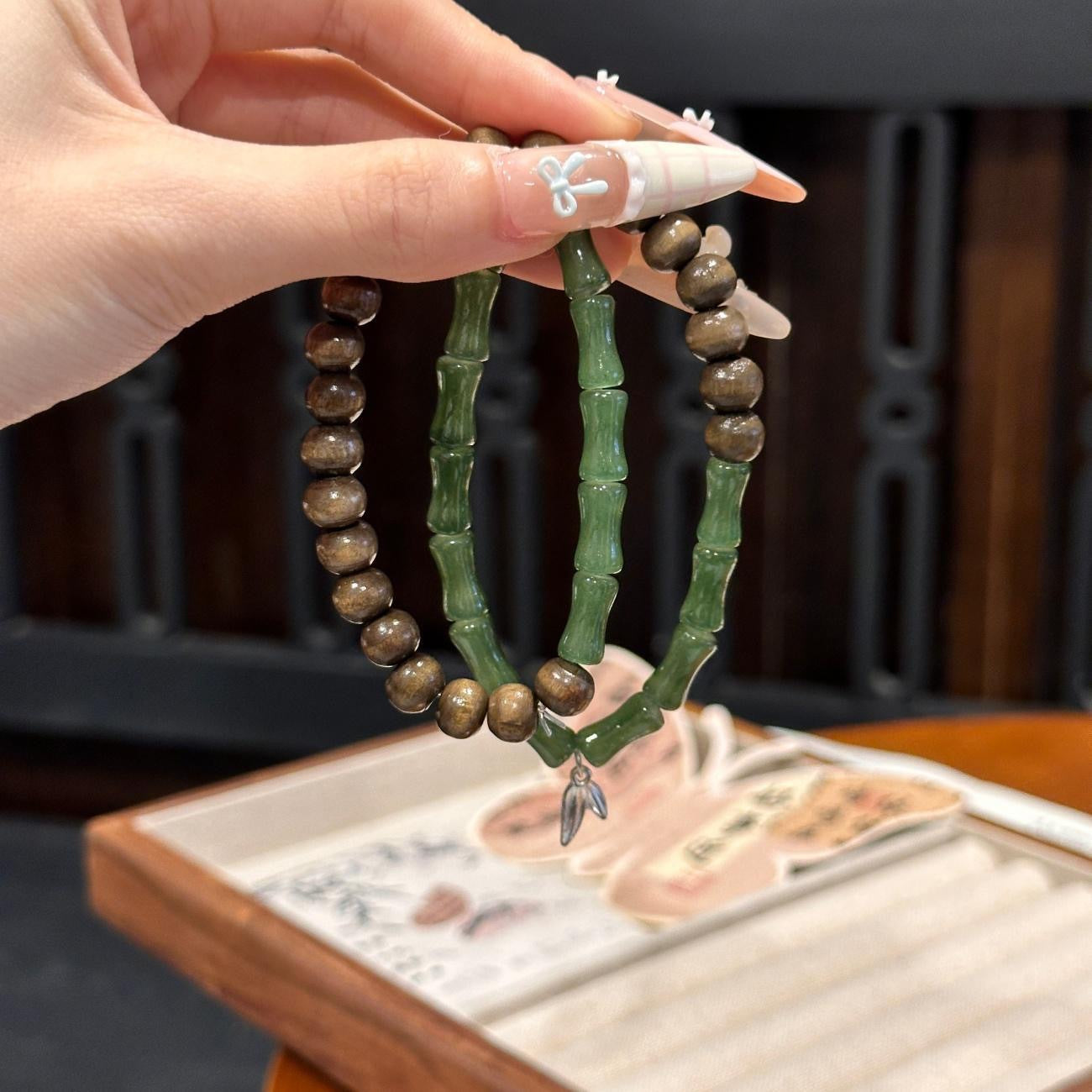 Chinese Style Bamboo Joint Stitching Female Summer Cold Retro Girlfriends Bracelets