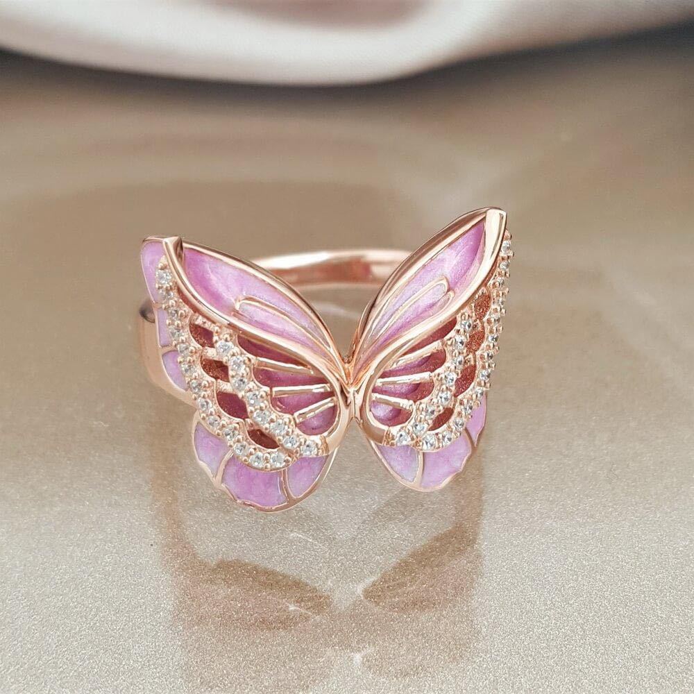 Women's Butterfly Dripping Oil Creative Fashion Ornament Rings