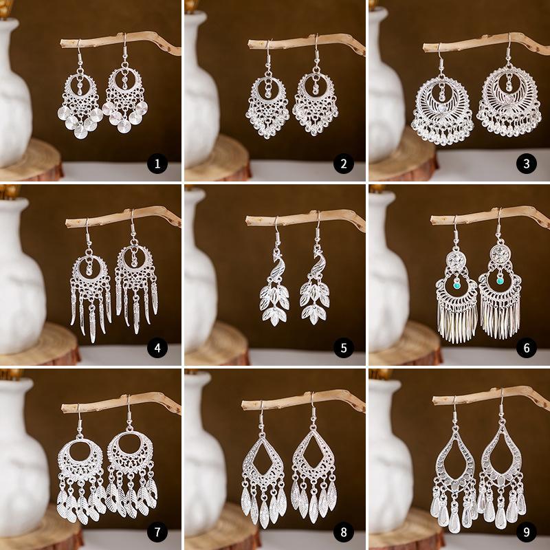 Miao Sier Personality Hollow Out Leaf-shaped Fashion Earrings