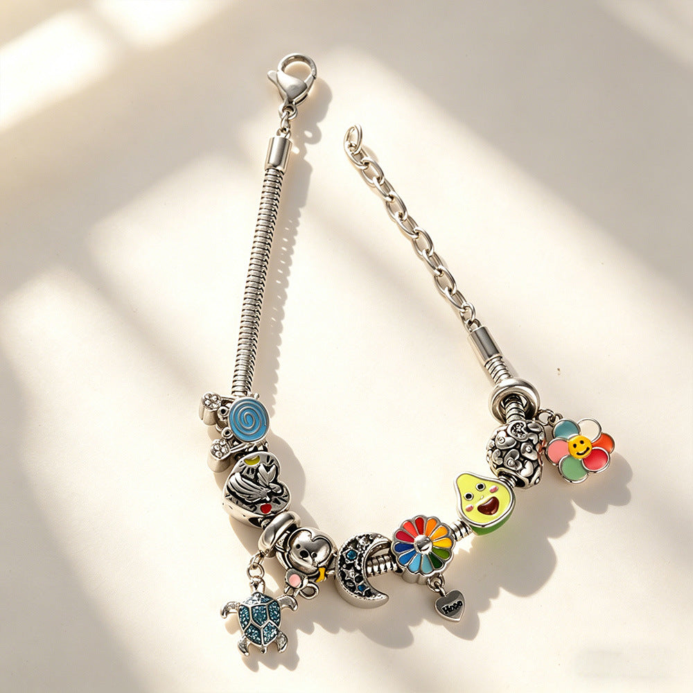 Bone Chain Lobster Buckle Adjustable Beads Beaded Bracelet
