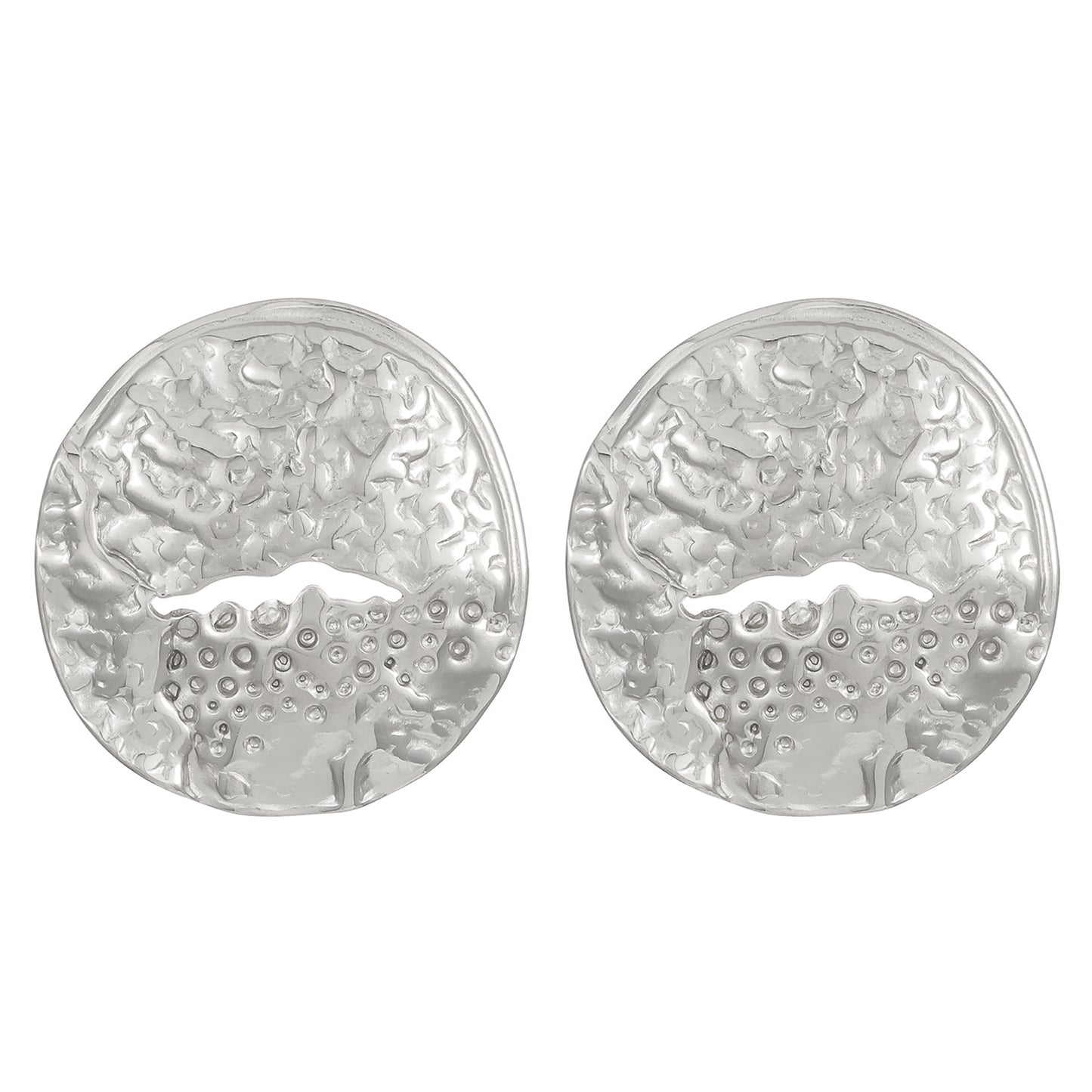 Retro Stainless Steel Round Pleated Pattern Vein Gold Earrings