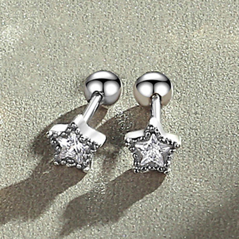 Color Five-pointed Star Screw Puncture Ear Bone Female Sleeping Earrings