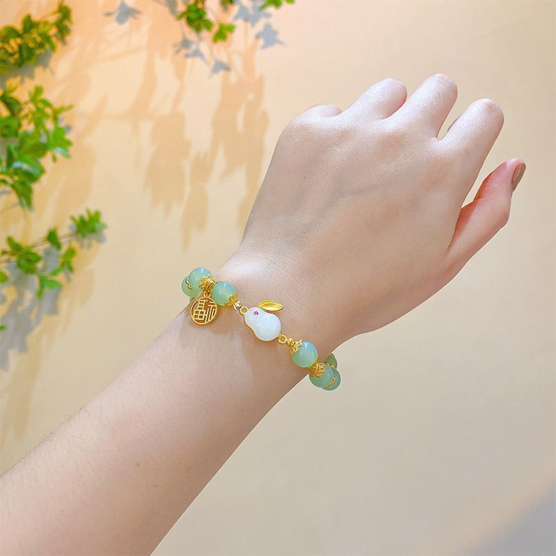 Jade Glass Pliable Temperament Gradient Pink Version Hand Toy Buddha Bracelet