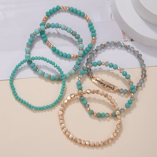 Crystal Beaded Combination Suit Fashion Colorful Bracelets