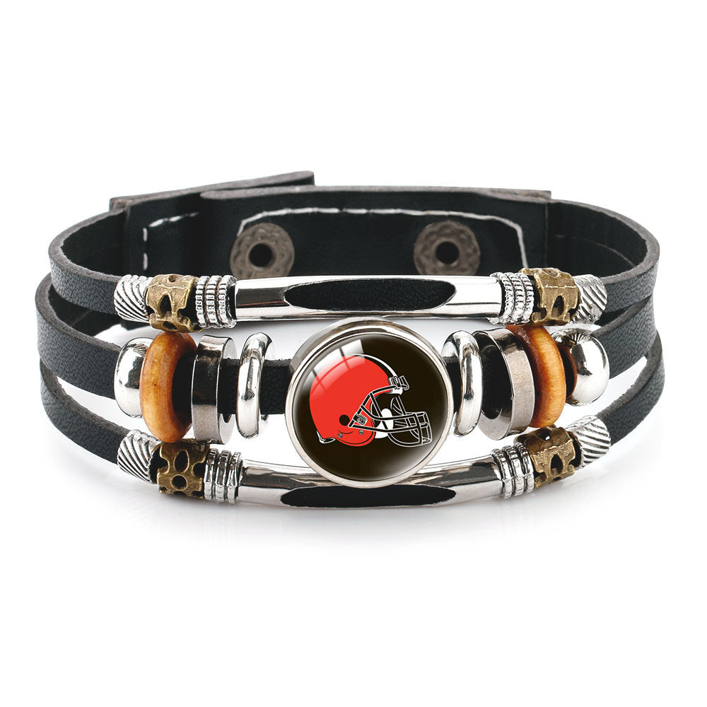 Genuine Leather Hand Professional Rugby League Team Time Stone Bracelet