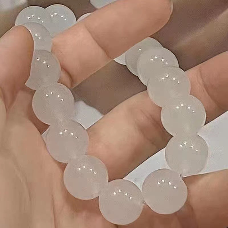 Jade Glass Pliable Temperament Gradient Pink Version Hand Toy Buddha Bracelet