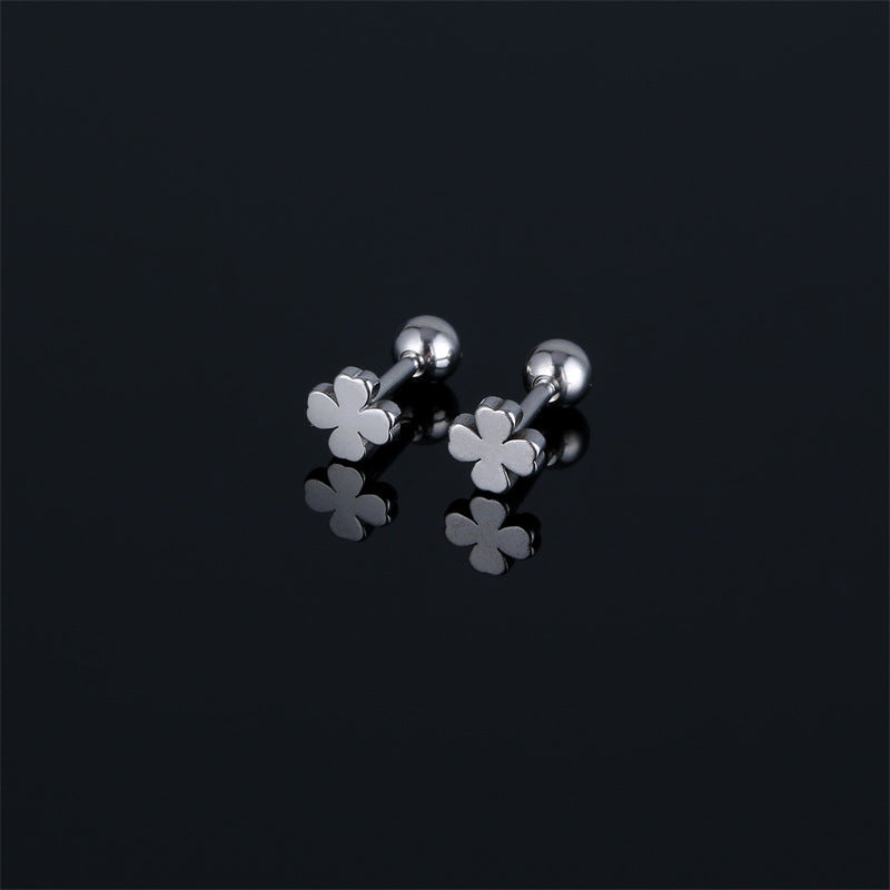 Style Minimalist Four-leaf Clover Temperament Female Simple Trendy Titanium Steel Ear Buckle