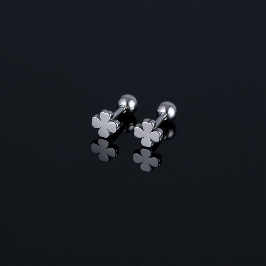 Style Minimalist Four-leaf Clover Temperament Female Simple Trendy Titanium Steel Ear Buckle