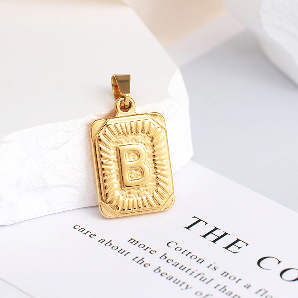 Gold English Letter Tag Simple Sweater Pendants