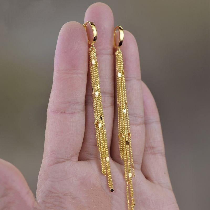 Fairy Tassel Ear Clip Female Graceful Fashionable Trendy Personality Metal Earrings