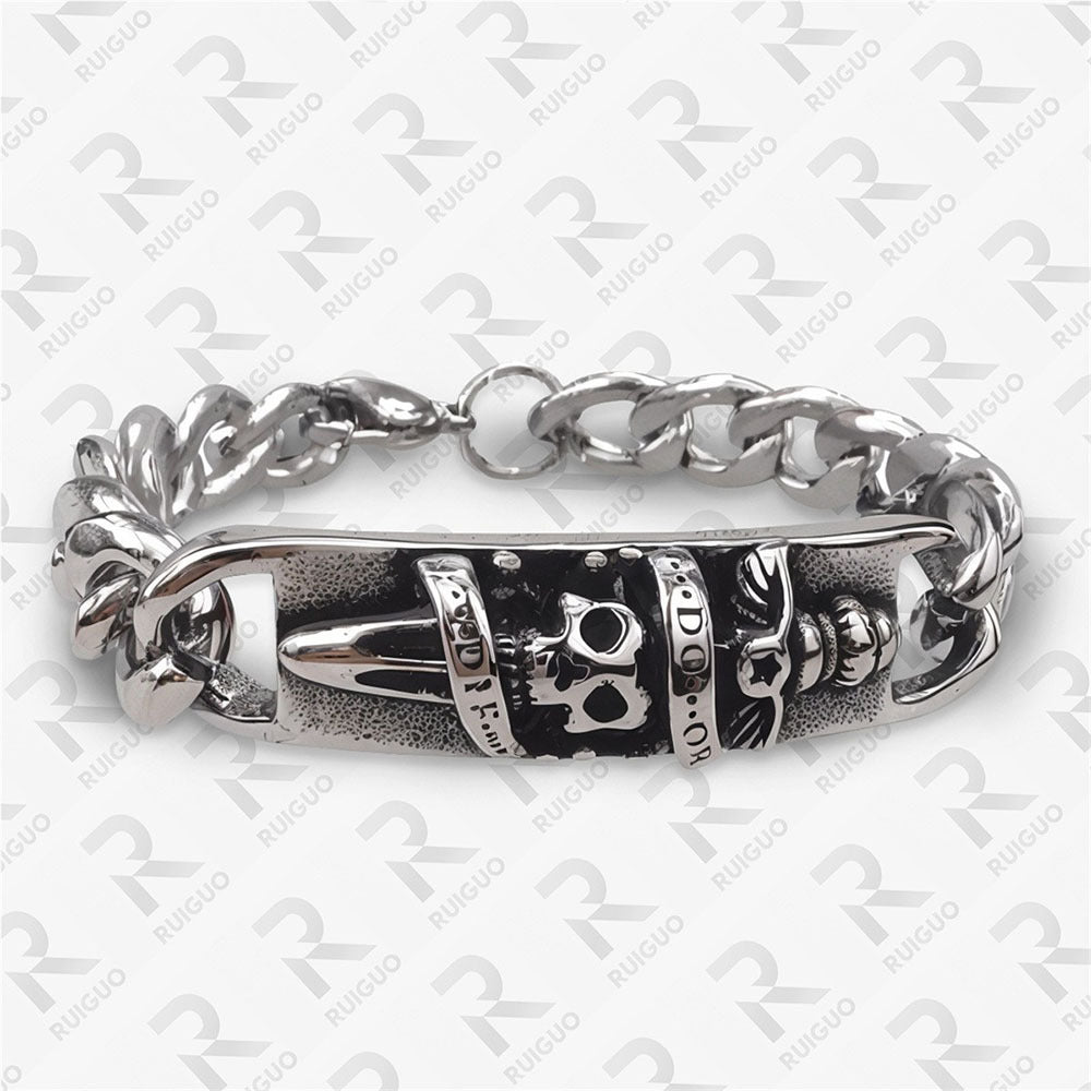 Men's Celtic Knot Skull Stainless Steel Cuban Cross Punk Retro Bracelets