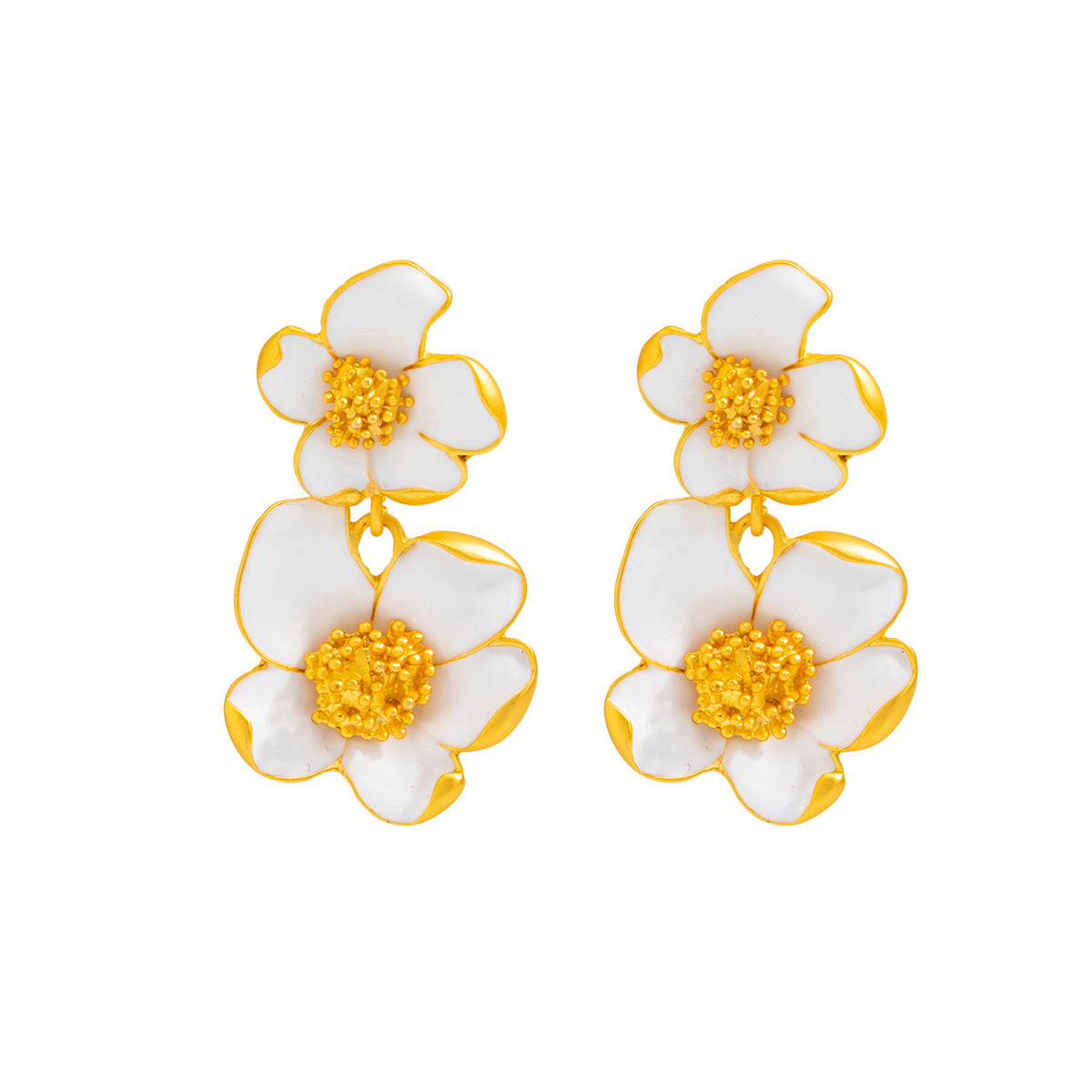Colorful Oil Three-dimensional Flower Sweet Style Artistic Retro Metal Rings