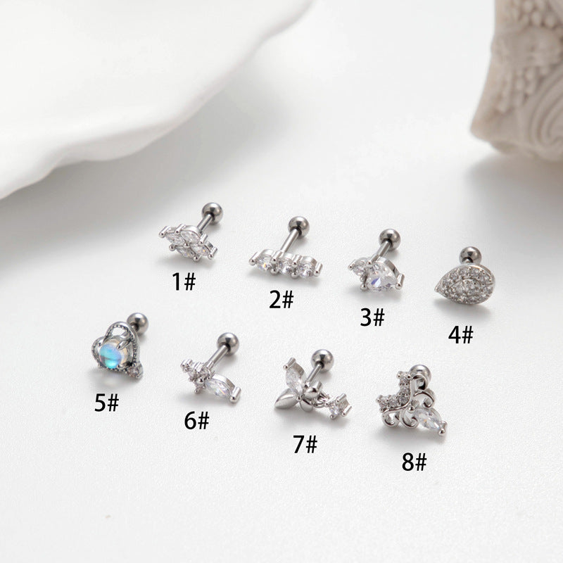 Pen Zircon Ear Bone Colorful Love Earrings