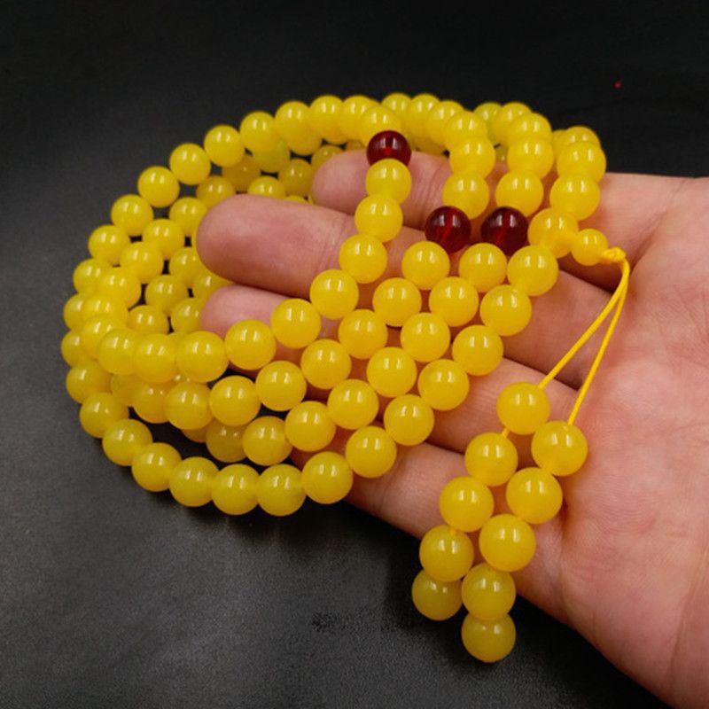 Beeswax Yellow Chicken Grease Color Barrel Beads Round Bracelet
