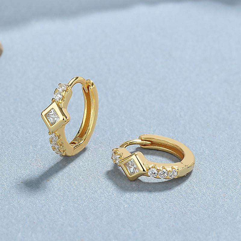 Women's Sterling Sier Rhinestone Simple Heart-shaped Square Drop-shaped Gang Drill Rings