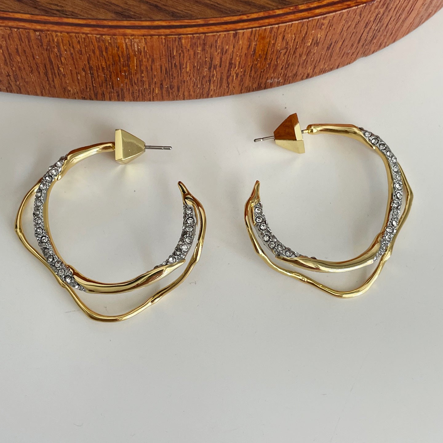 Women's Exaggerated Style Irregular Brass Gold-plated Design Earrings