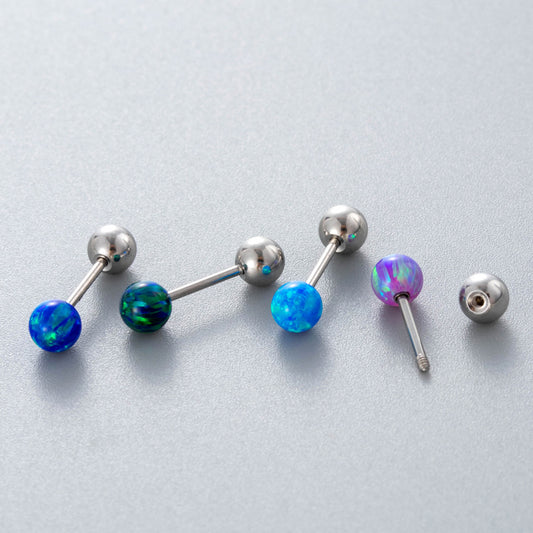 Henson Opal Titanium Steel Ear Bone Pin Double-headed Screw Earrings