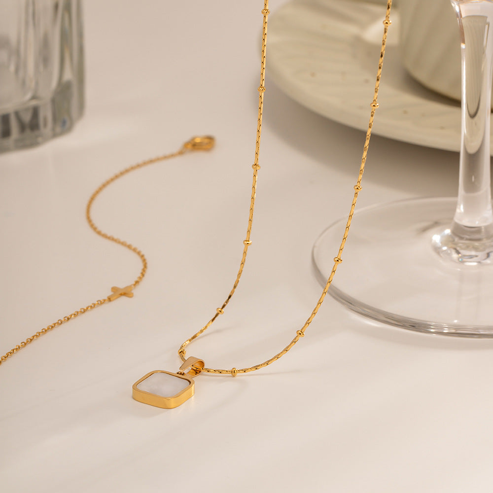 Women's Stainless Steel Style Fashion Personality Square Necklace