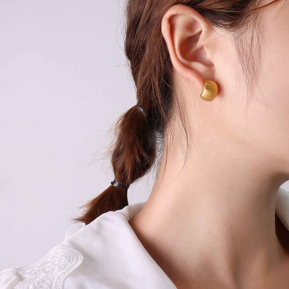 Cool Style Simple Fashionable Temperament Titanium Steel Gold Earrings